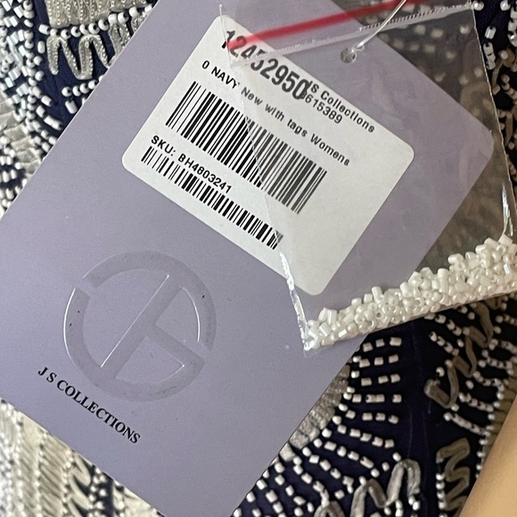 JS Collections Navy and Silver Beaded Dress - Picture 13 of 16